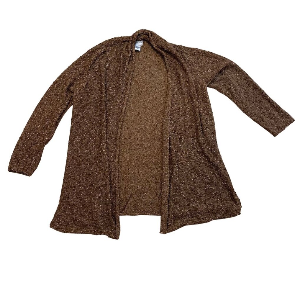 Chico's Open Front Cardigan Women's Size 0 (US Small) Golden‎ Brown Open Knit